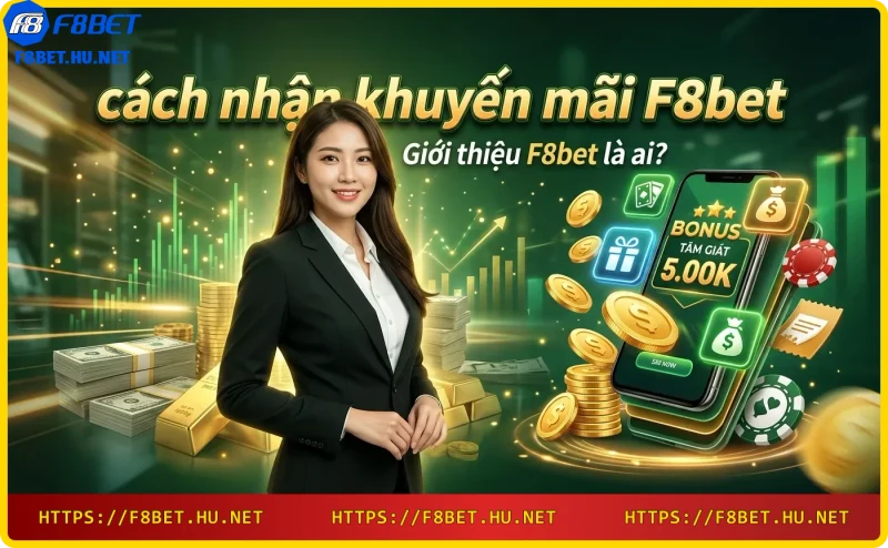 Sảnh sòng bạc F8bet sang trọng với logo vàng